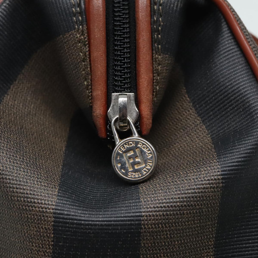 FENDI Pecan Canvas Hand Bag Brown Black gold 93410