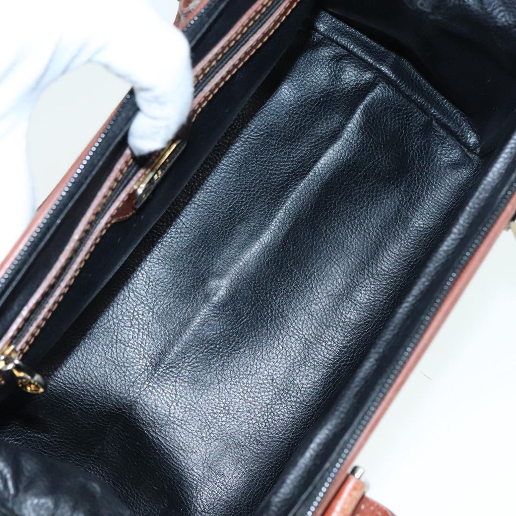 FENDI Pecan Canvas Hand Bag Brown Black gold 93410