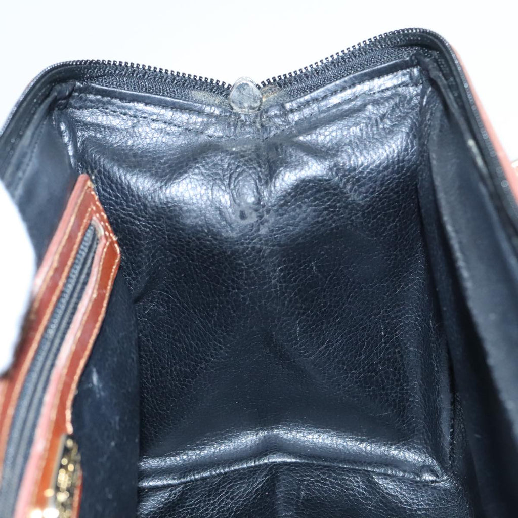 FENDI Pecan Canvas Hand Bag Brown Black gold 93410