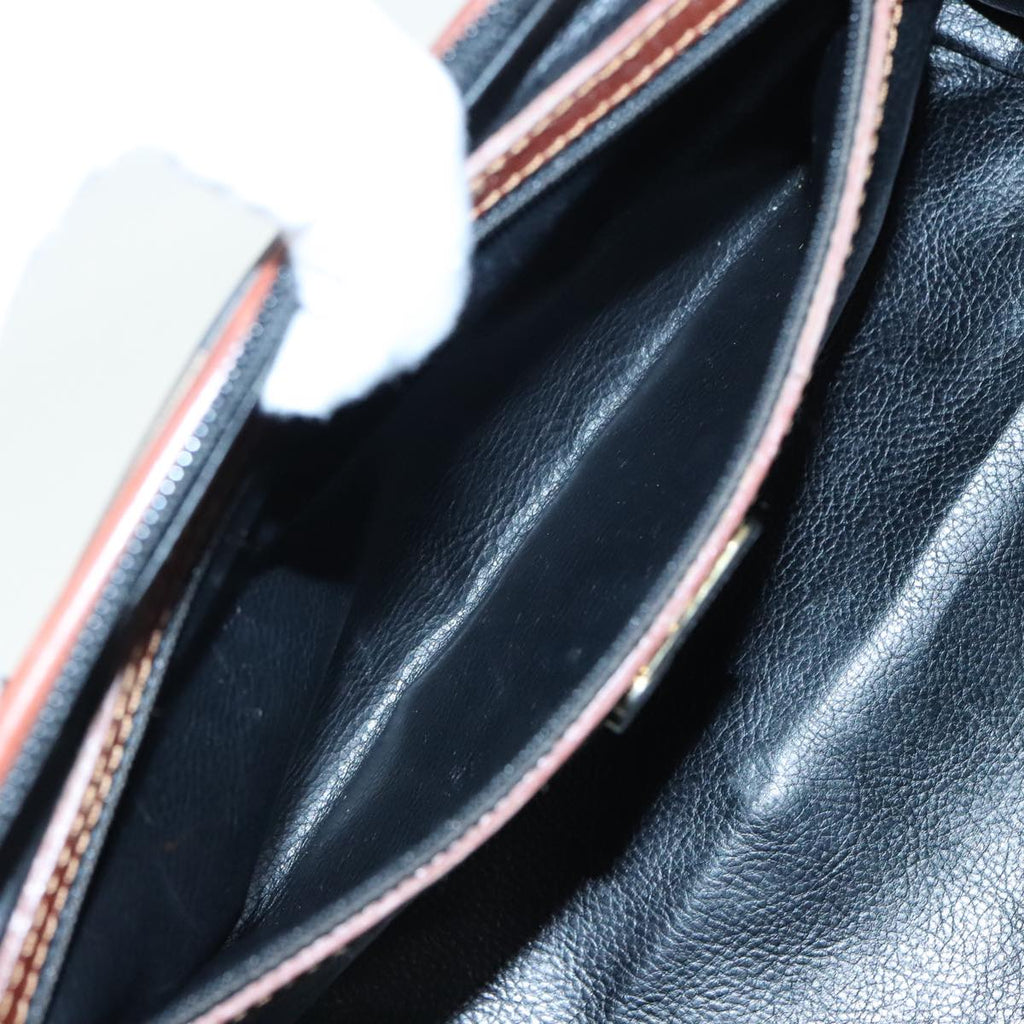 FENDI Pecan Canvas Hand Bag Brown Black gold 93410