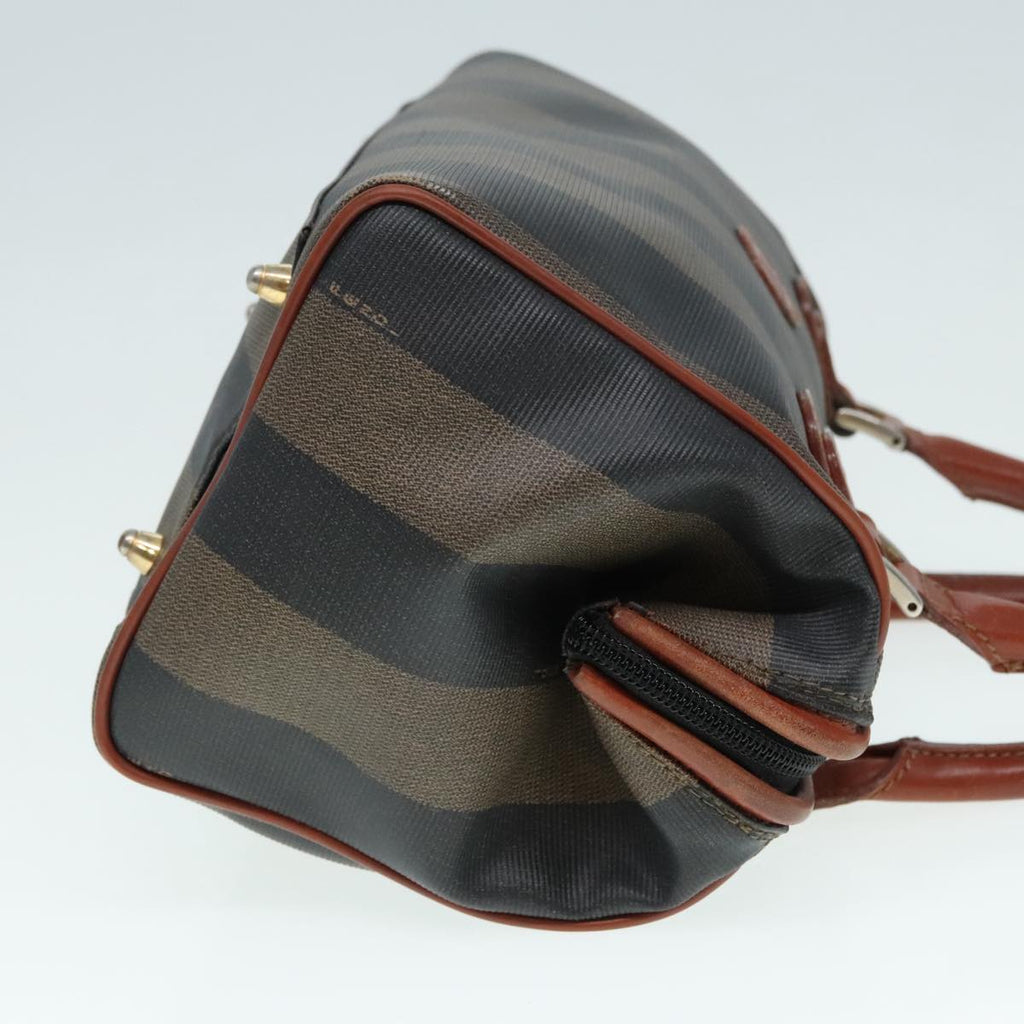 FENDI Pecan Canvas Hand Bag Brown Black gold 93410
