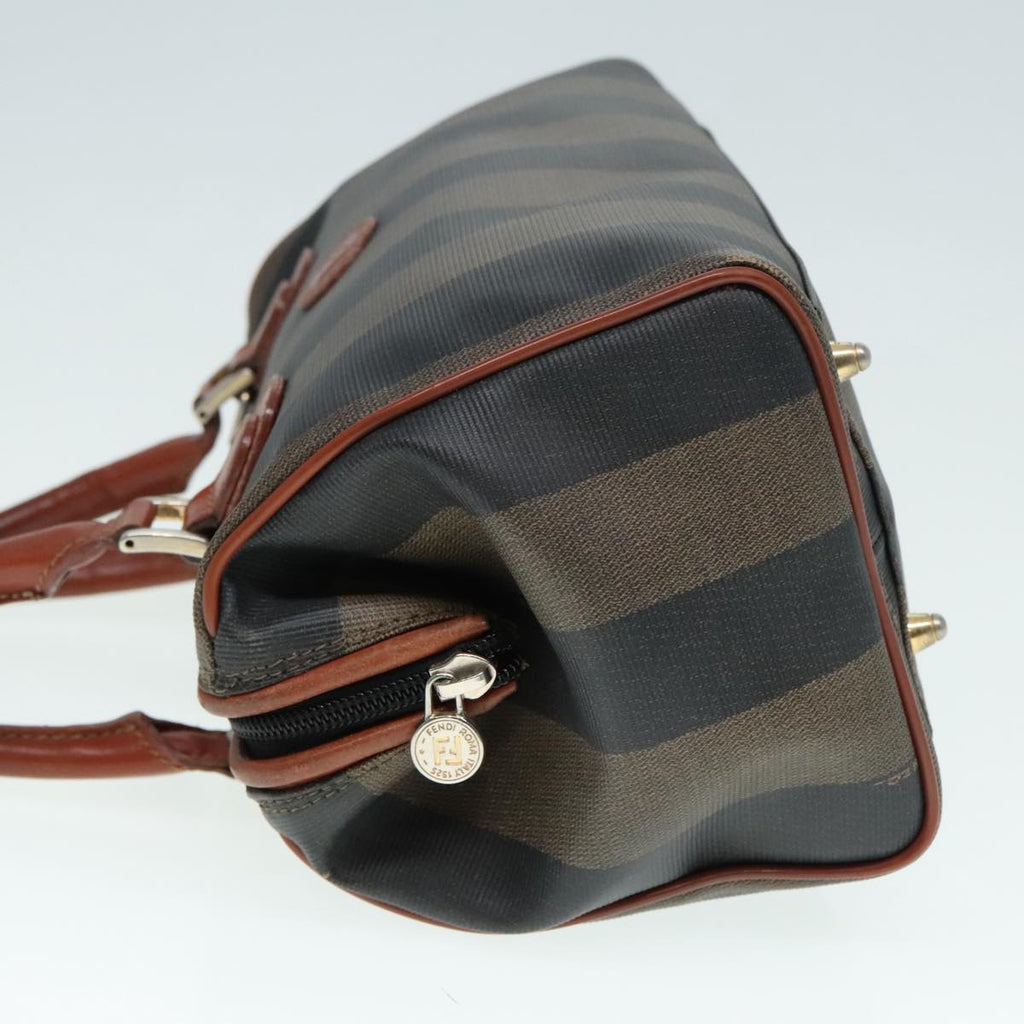 FENDI Pecan Canvas Hand Bag Brown Black gold 93410