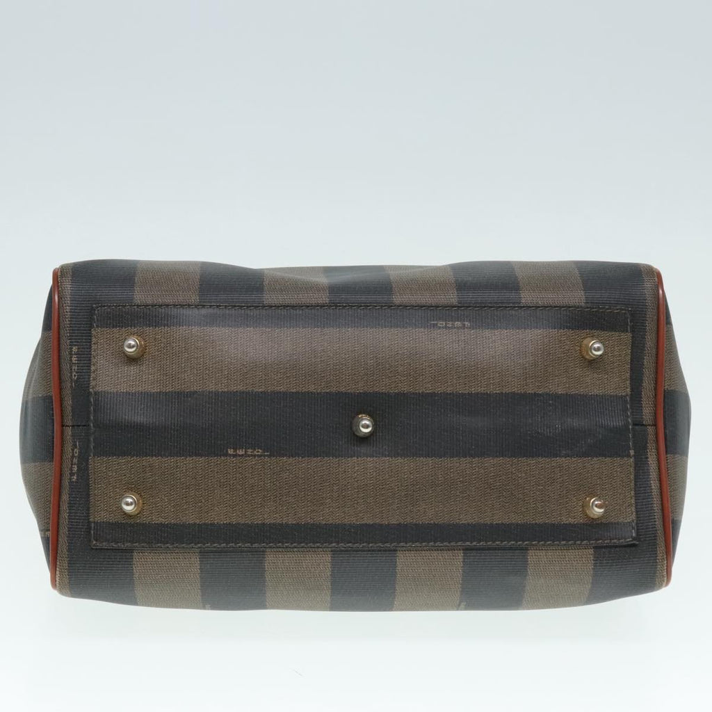 FENDI Pecan Canvas Hand Bag Brown Black gold 93410