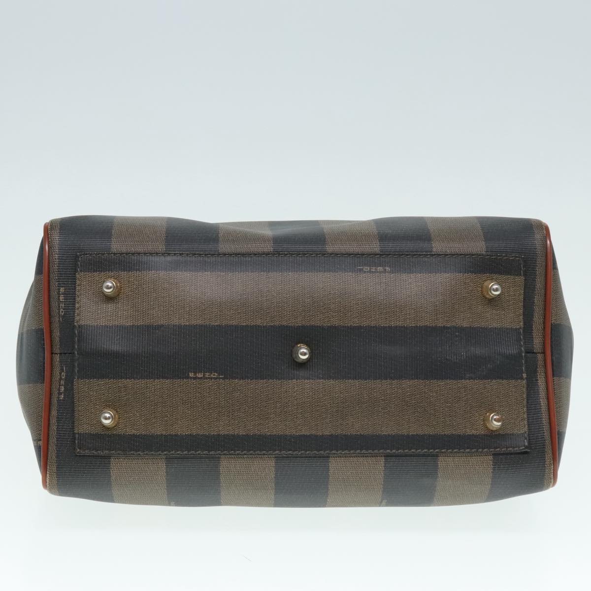 FENDI Pecan Canvas Hand Bag Brown Black gold 93410