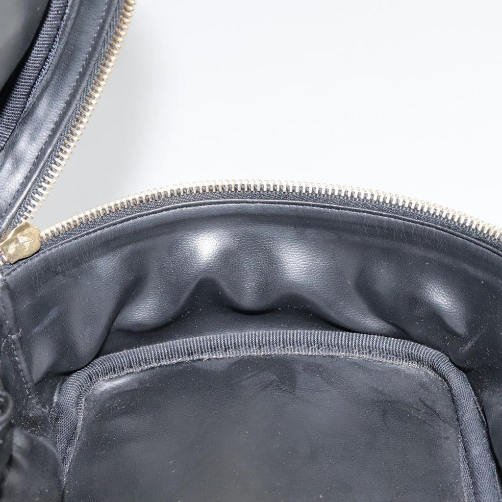 CHANEL Vanity Bicolore Pouch Leather Black Gold CC 93452