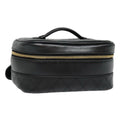 CHANEL Vanity Bicolore Pouch Leather Black Gold CC 93452