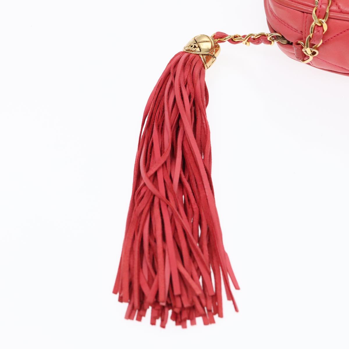 CHANEL Chain Shoulder Bag Lamb Skin Gold Pink CC 93604