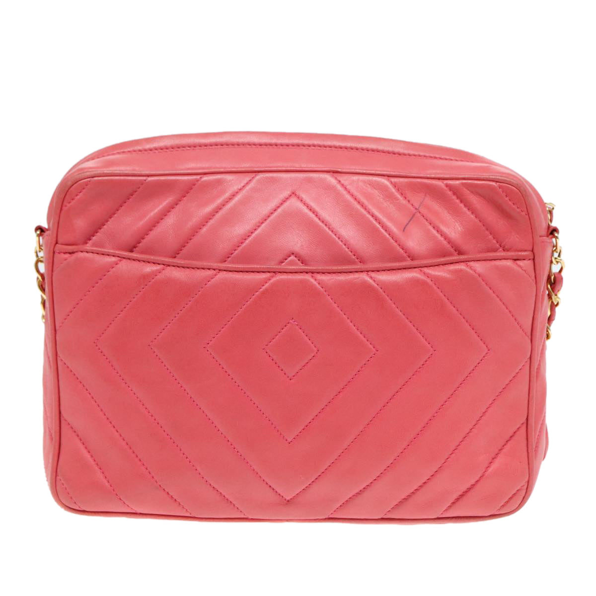 CHANEL Chain Shoulder Bag Lamb Skin Gold Pink CC 93604