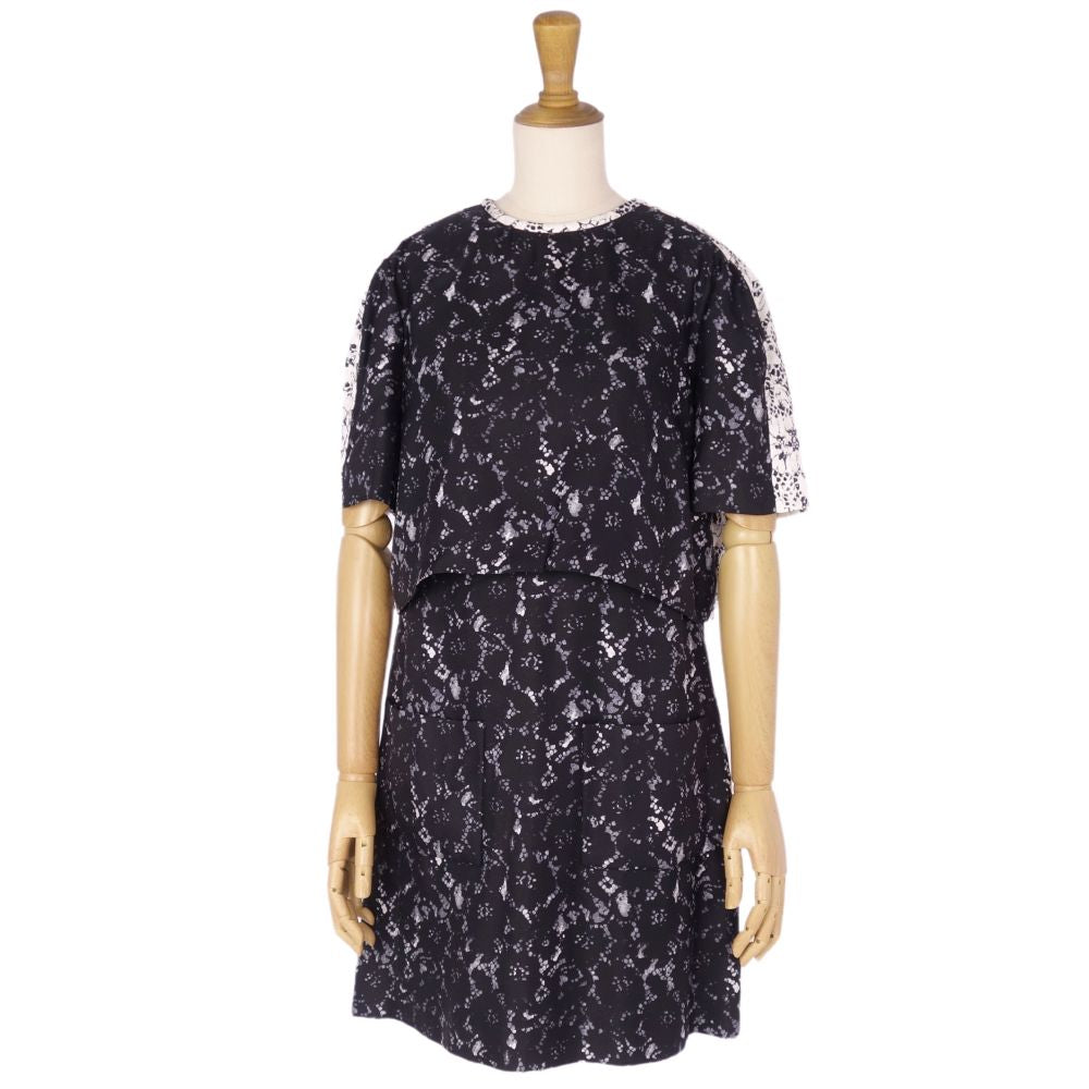 Louis Vuitton One Earrings Short Sleeve Total Silk 100% Tops  Made in France 36 (Equivalent to S) Black/White - LODEST