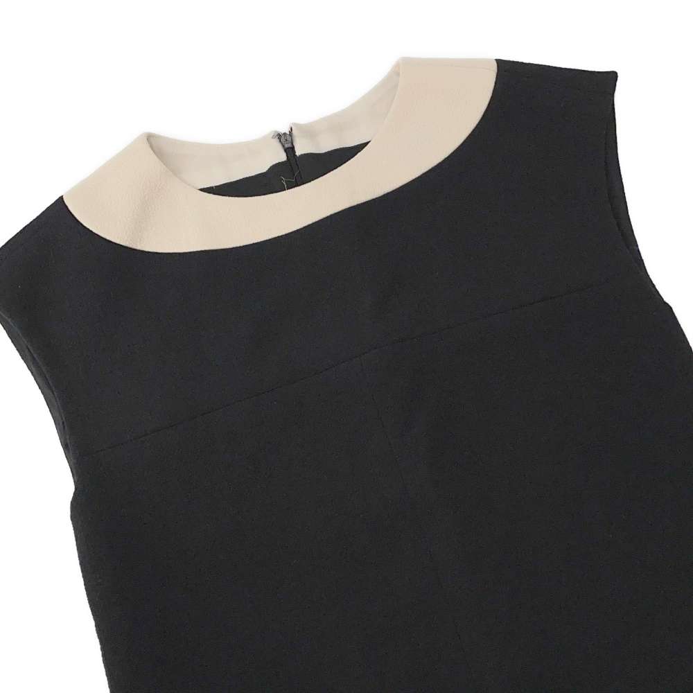 CHANEL Sleeveless dress Size 34 White/BlackP44316 Wool 99% Polyurethane1%