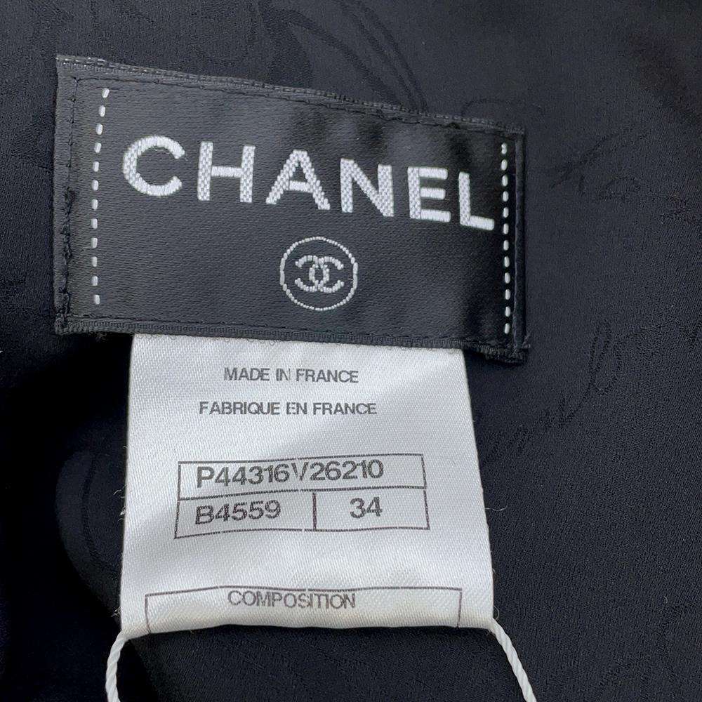 CHANEL Sleeveless dress Size 34 White/BlackP44316 Wool 99% Polyurethane1%