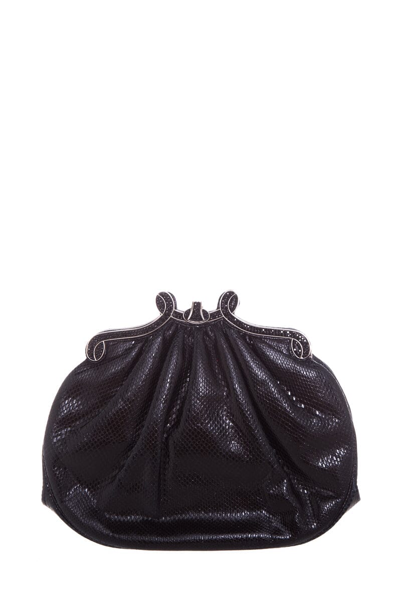 Judith Leiber Vintage Black Snake & Crystal  Clutch