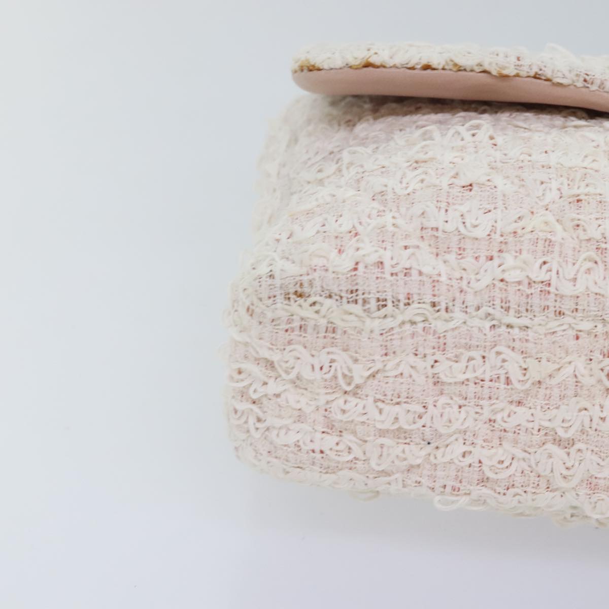 CHANEL Matelasse Chain Shoulder Bag tweed White Pink CC 93801A