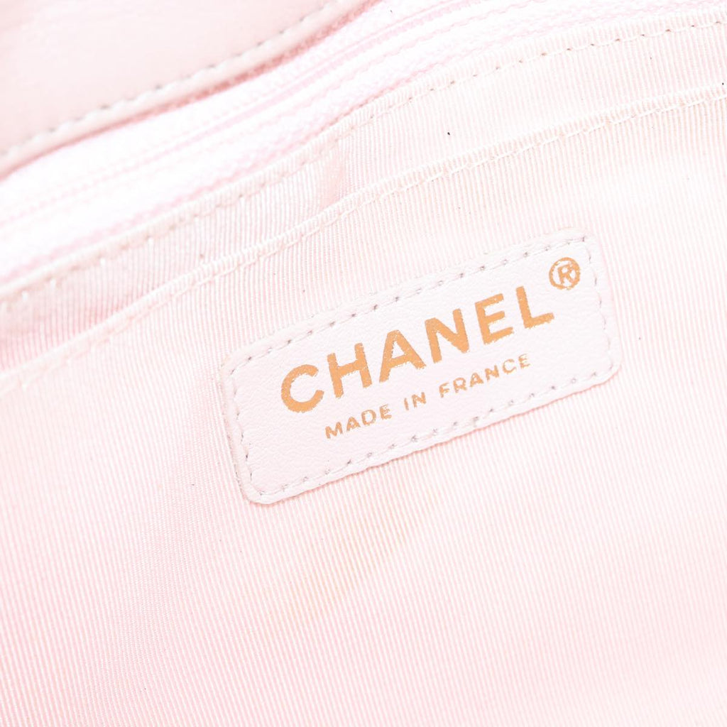 CHANEL Matelasse Chain Shoulder Bag tweed White Pink CC 93801A