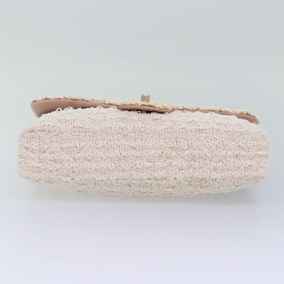 CHANEL Matelasse Chain Shoulder Bag tweed White Pink CC 93801A