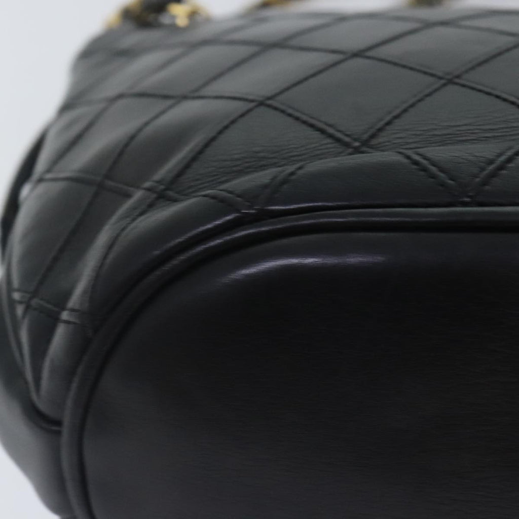 CHANEL Chain Tote Bag Lamb Skin Black Gold CC 93802