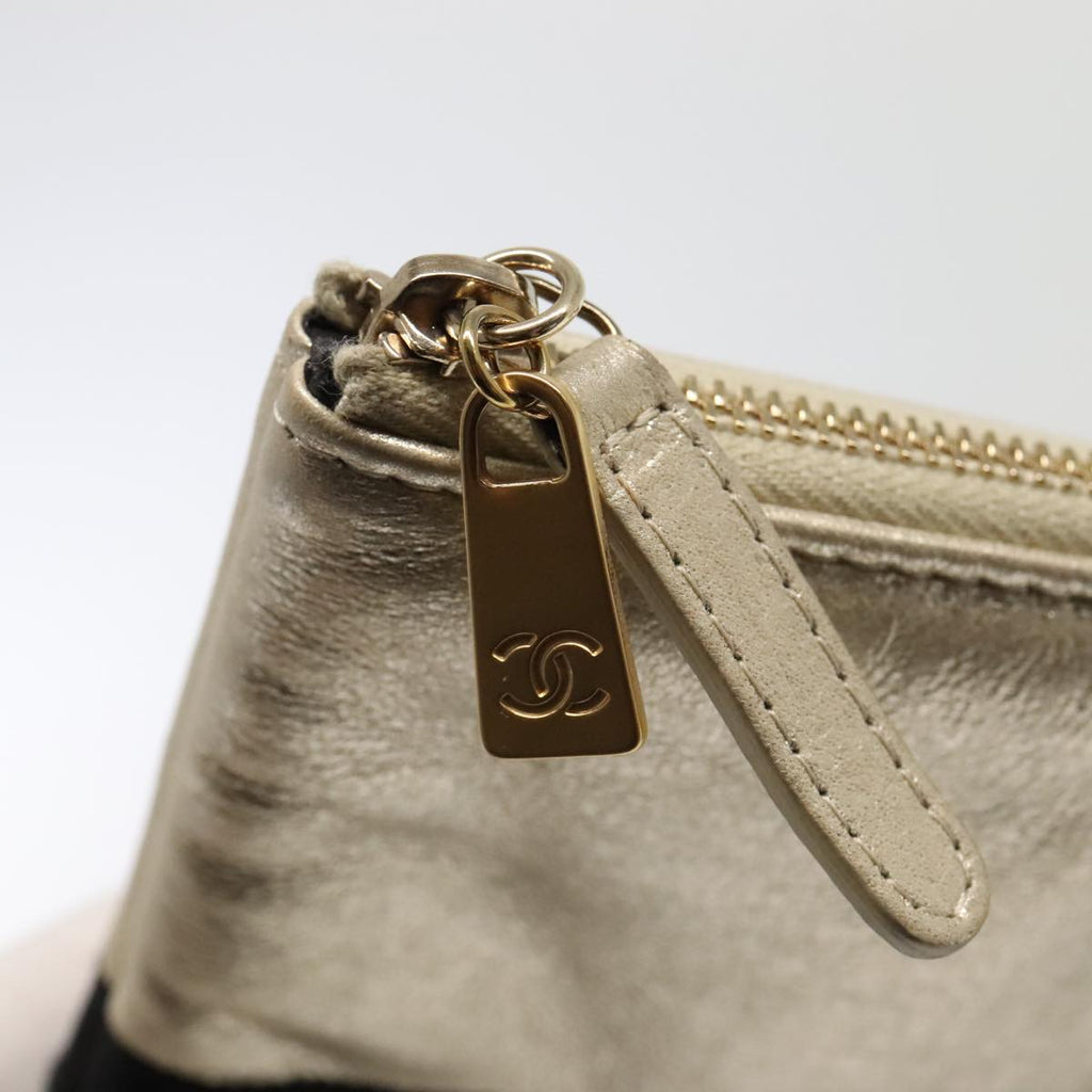 CHANEL Clutch Bag Leather Black Gold CC 93804A