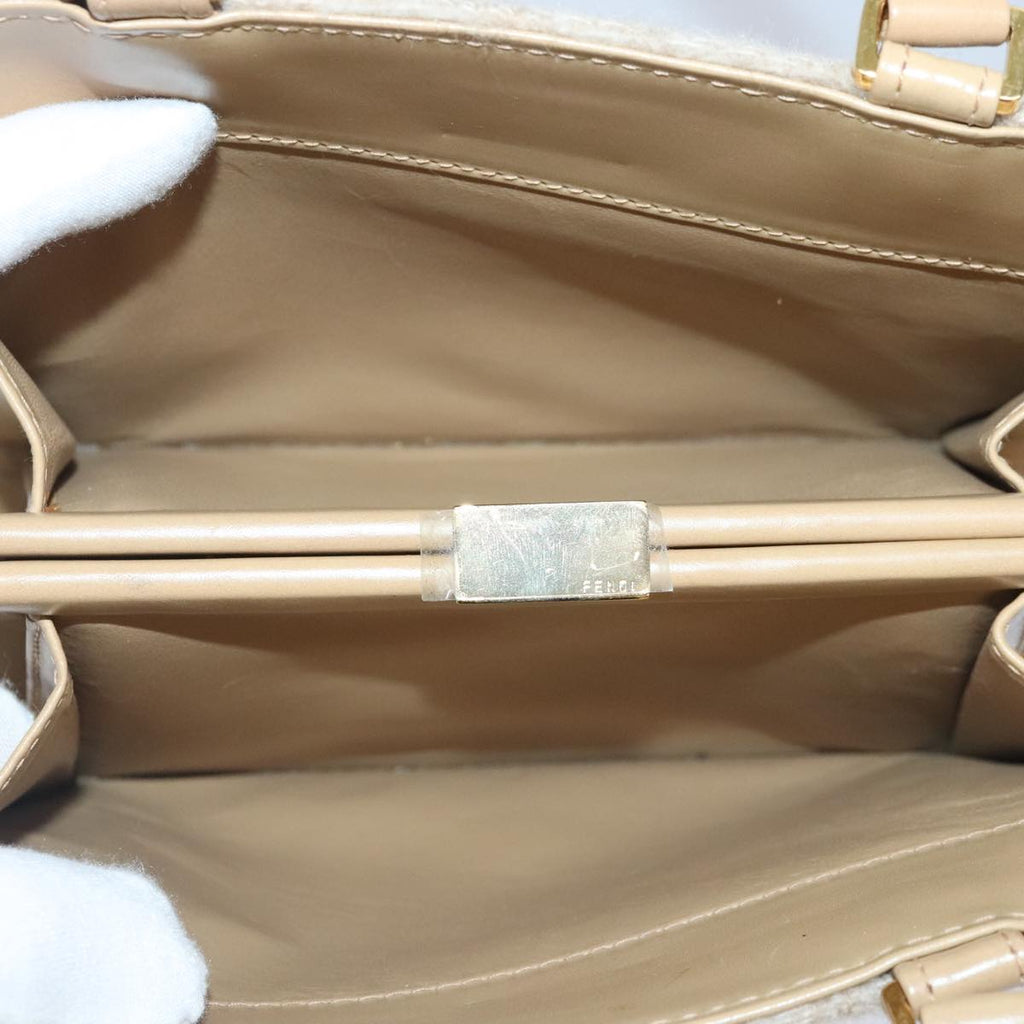 FENDI Zucca Canvas Hand Bag Beige Gold 93833A