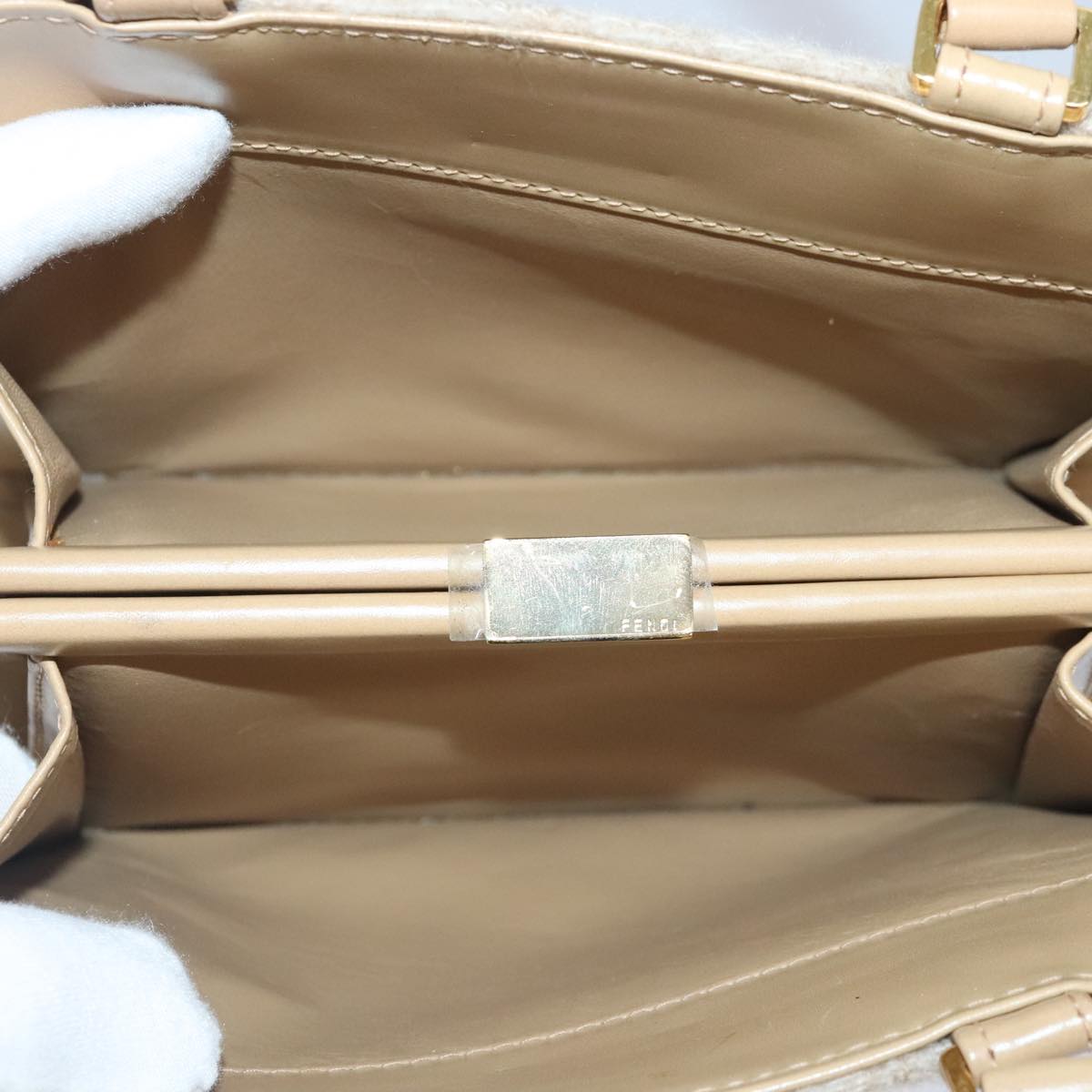FENDI Zucca Canvas Hand Bag Beige Gold 93833A