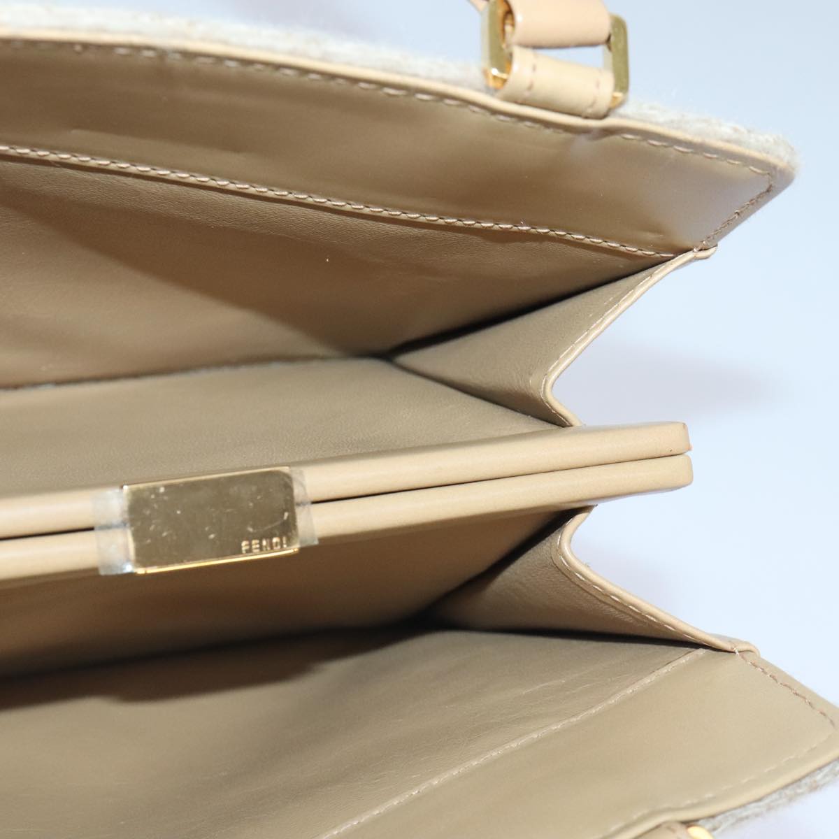 FENDI Zucca Canvas Hand Bag Beige Gold 93833A