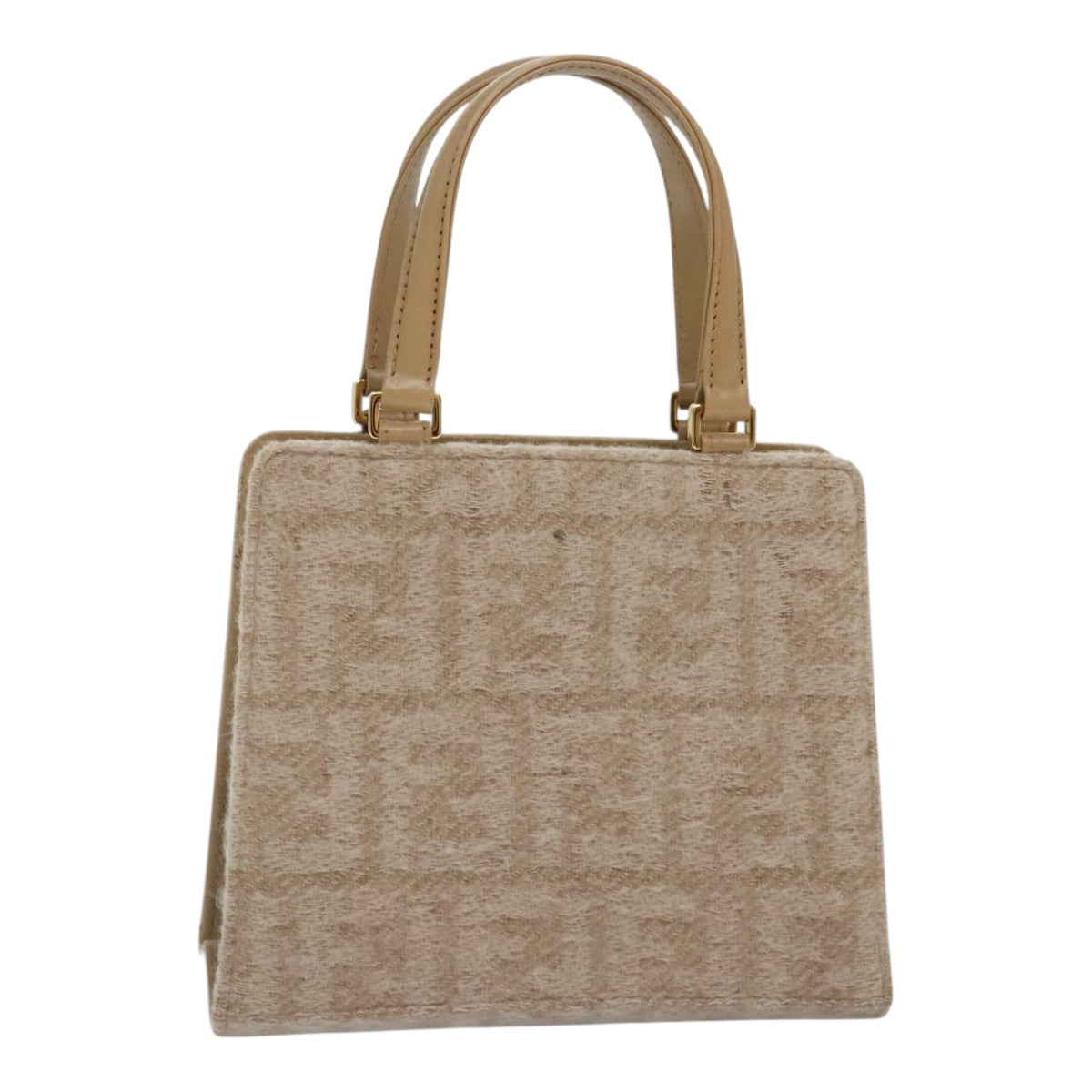 FENDI Zucca Canvas Hand Bag Beige Gold 93833A