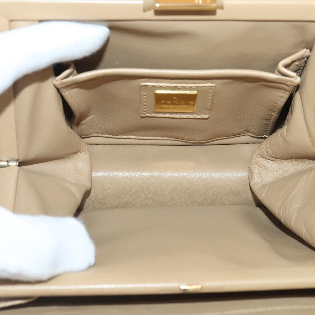 FENDI Zucca Canvas Hand Bag Beige Gold 93833A