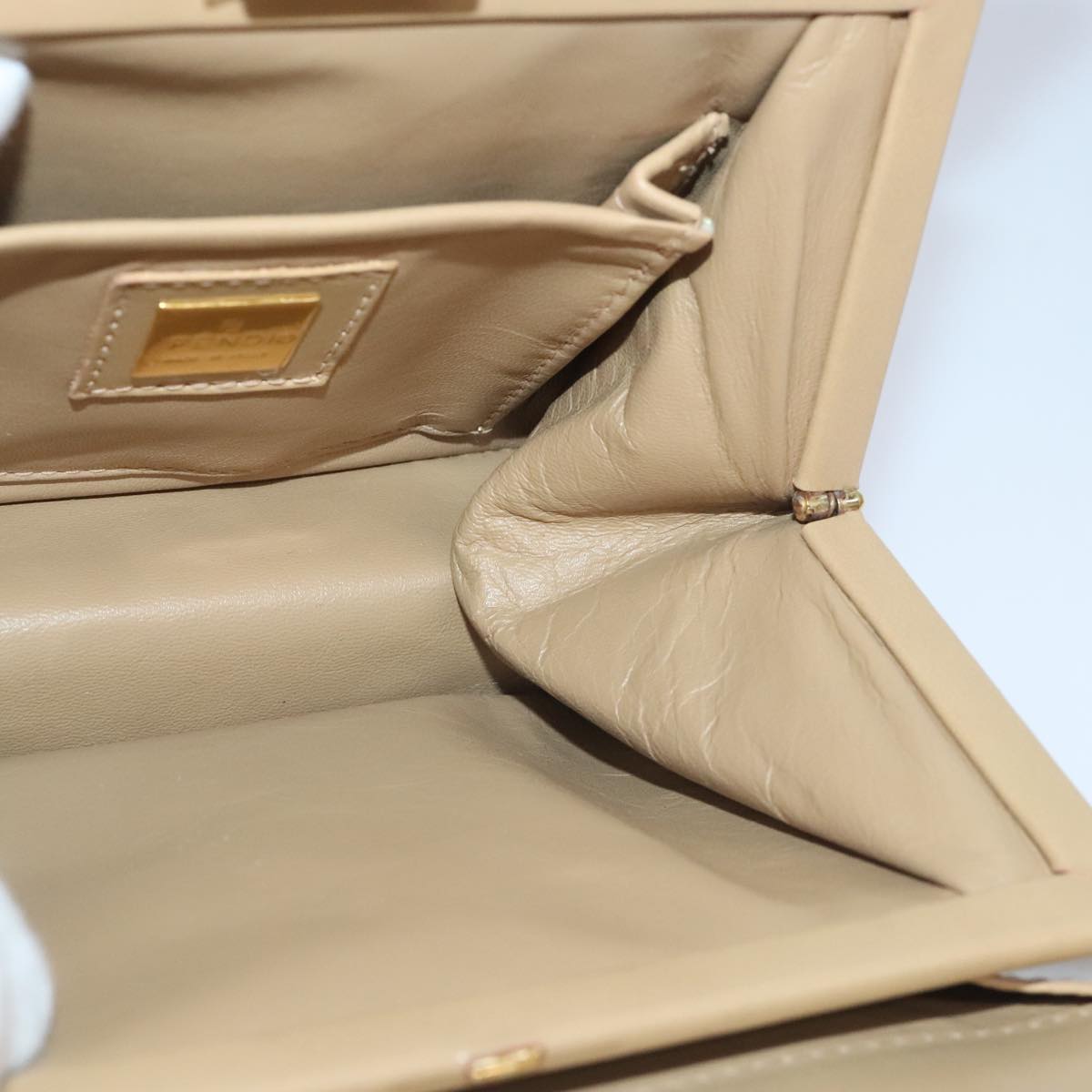 FENDI Zucca Canvas Hand Bag Beige Gold 93833A