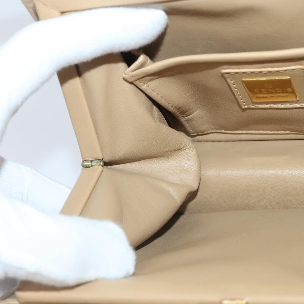 FENDI Zucca Canvas Hand Bag Beige Gold 93833A