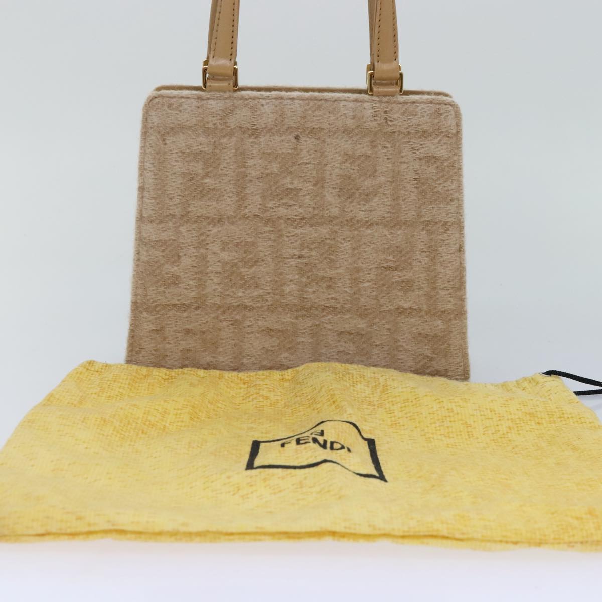 FENDI Zucca Canvas Hand Bag Beige Gold 93833A