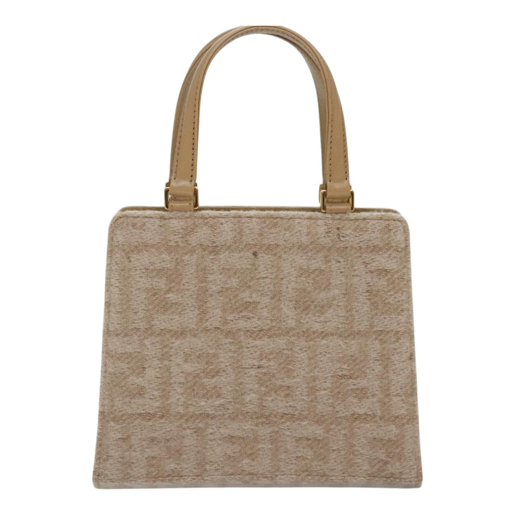 FENDI Zucca Canvas Hand Bag Beige Gold 93833A