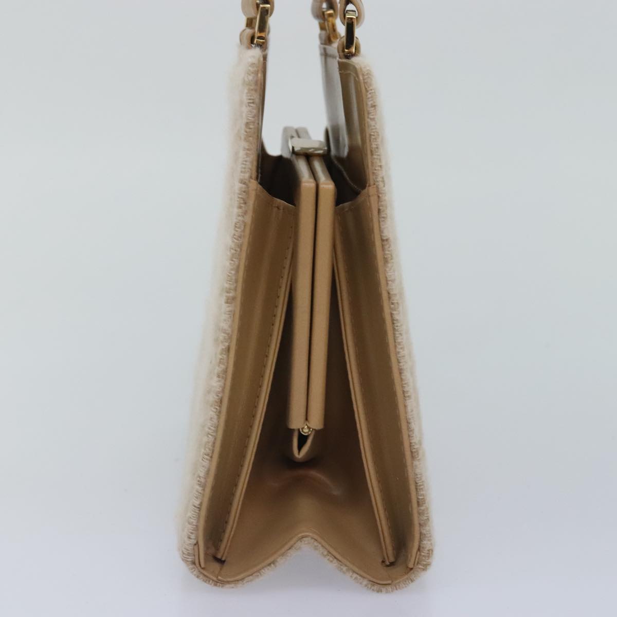 FENDI Zucca Canvas Hand Bag Beige Gold 93833A
