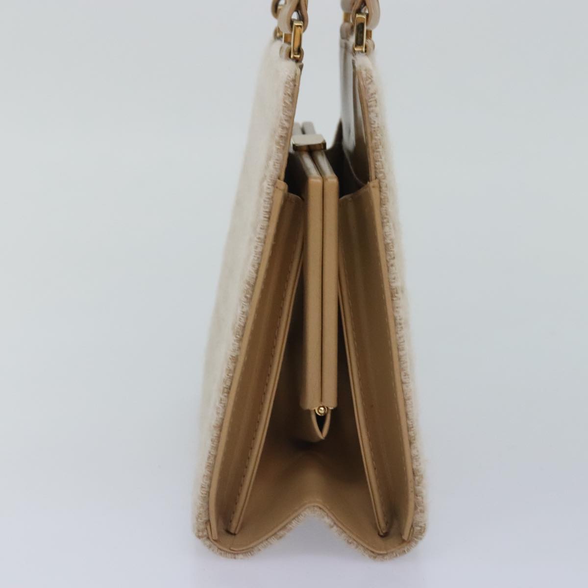 FENDI Zucca Canvas Hand Bag Beige Gold 93833A