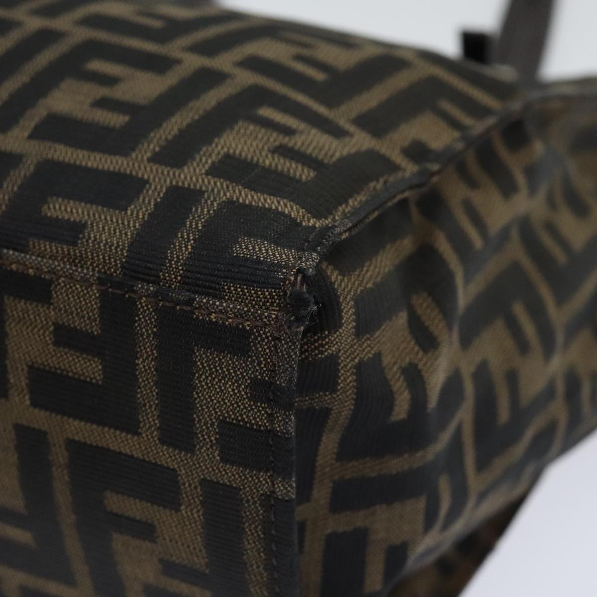 FENDI Zucca Canvas Shoulder Bag Black Silver Brown 93885