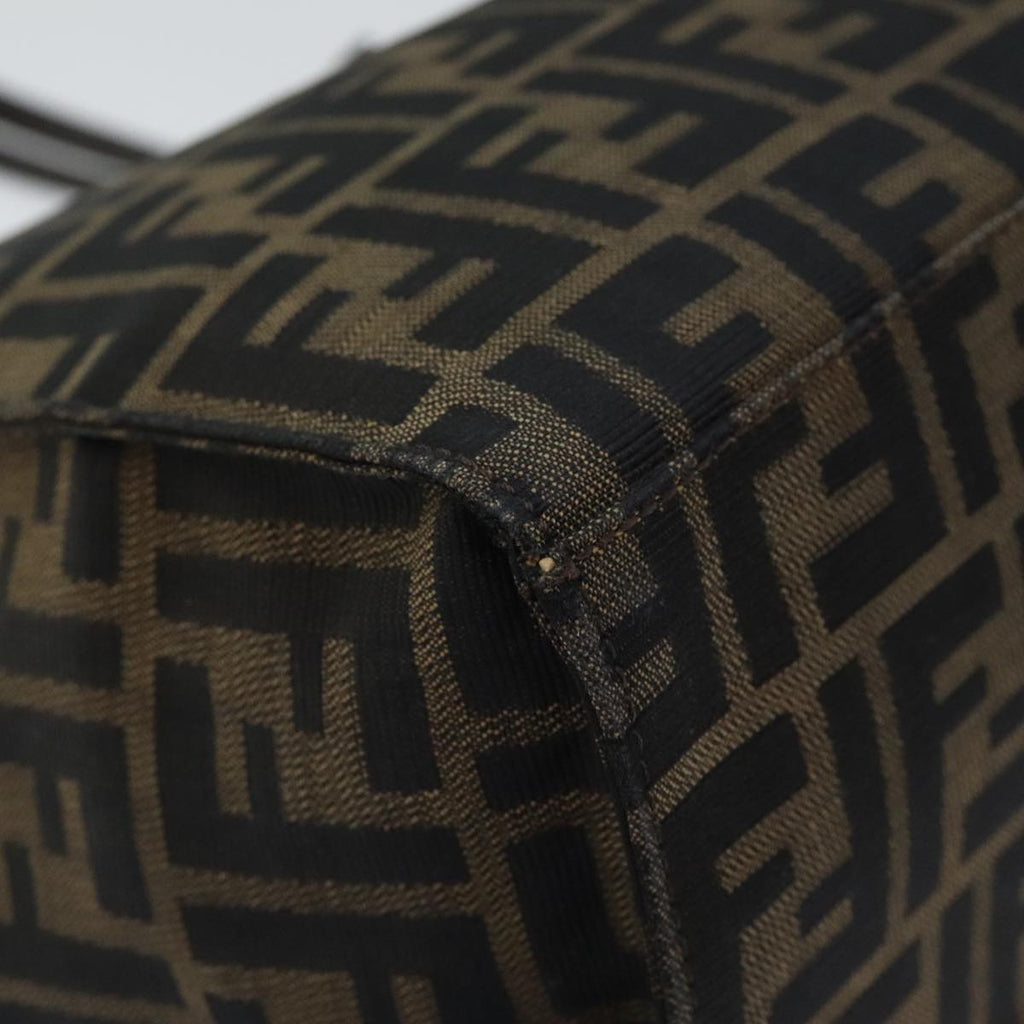 FENDI Zucca Canvas Shoulder Bag Black Silver Brown 93885