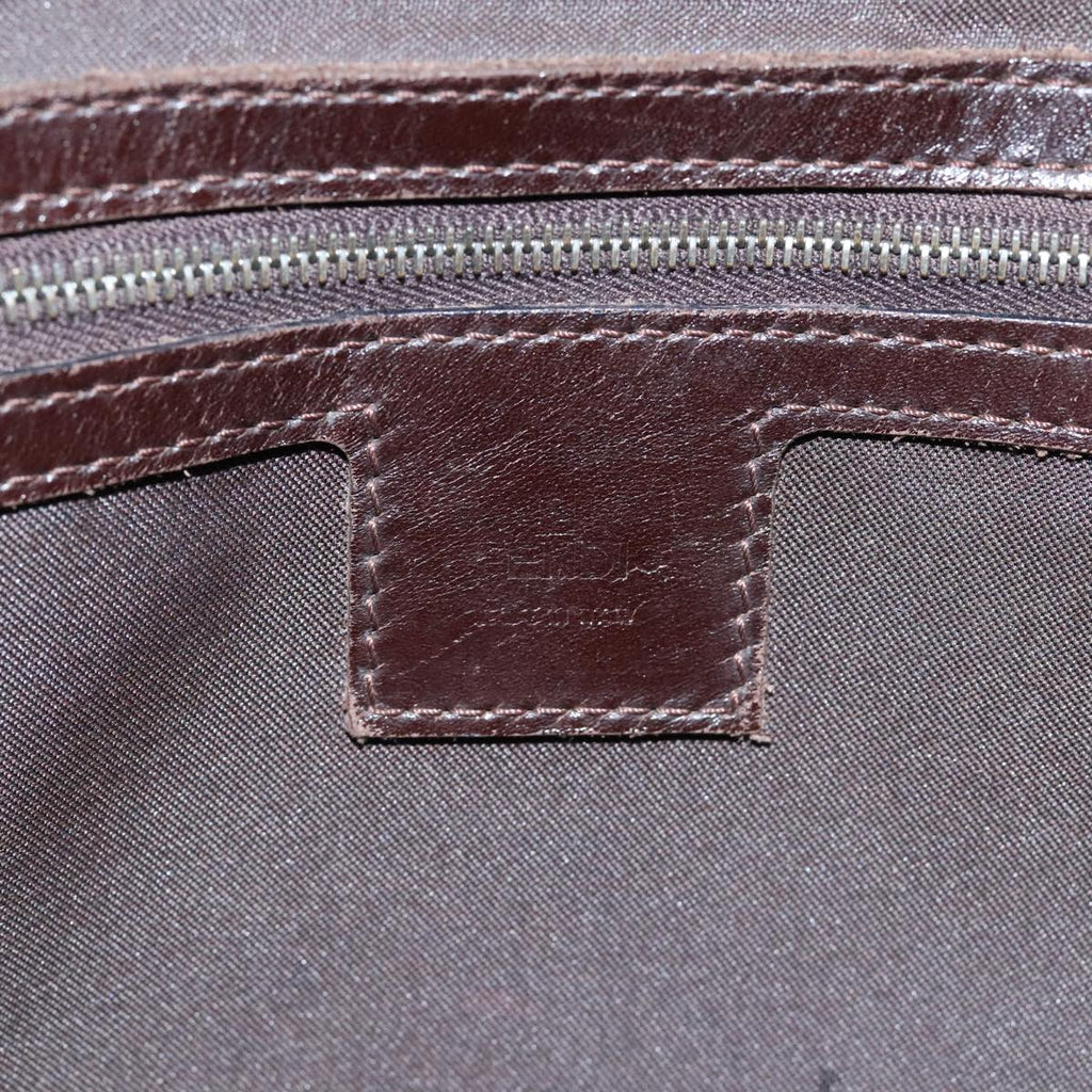 FENDI Zucca Canvas Shoulder Bag Black Silver Brown 93885