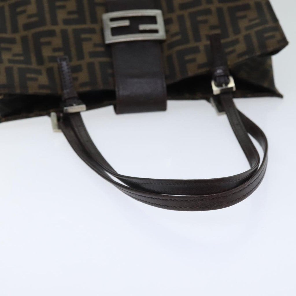 FENDI Zucca Canvas Shoulder Bag Black Silver Brown 93885