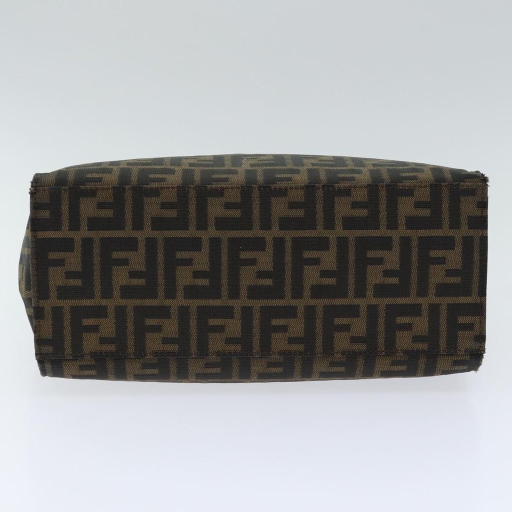 FENDI Zucca Canvas Shoulder Bag Black Silver Brown 93885