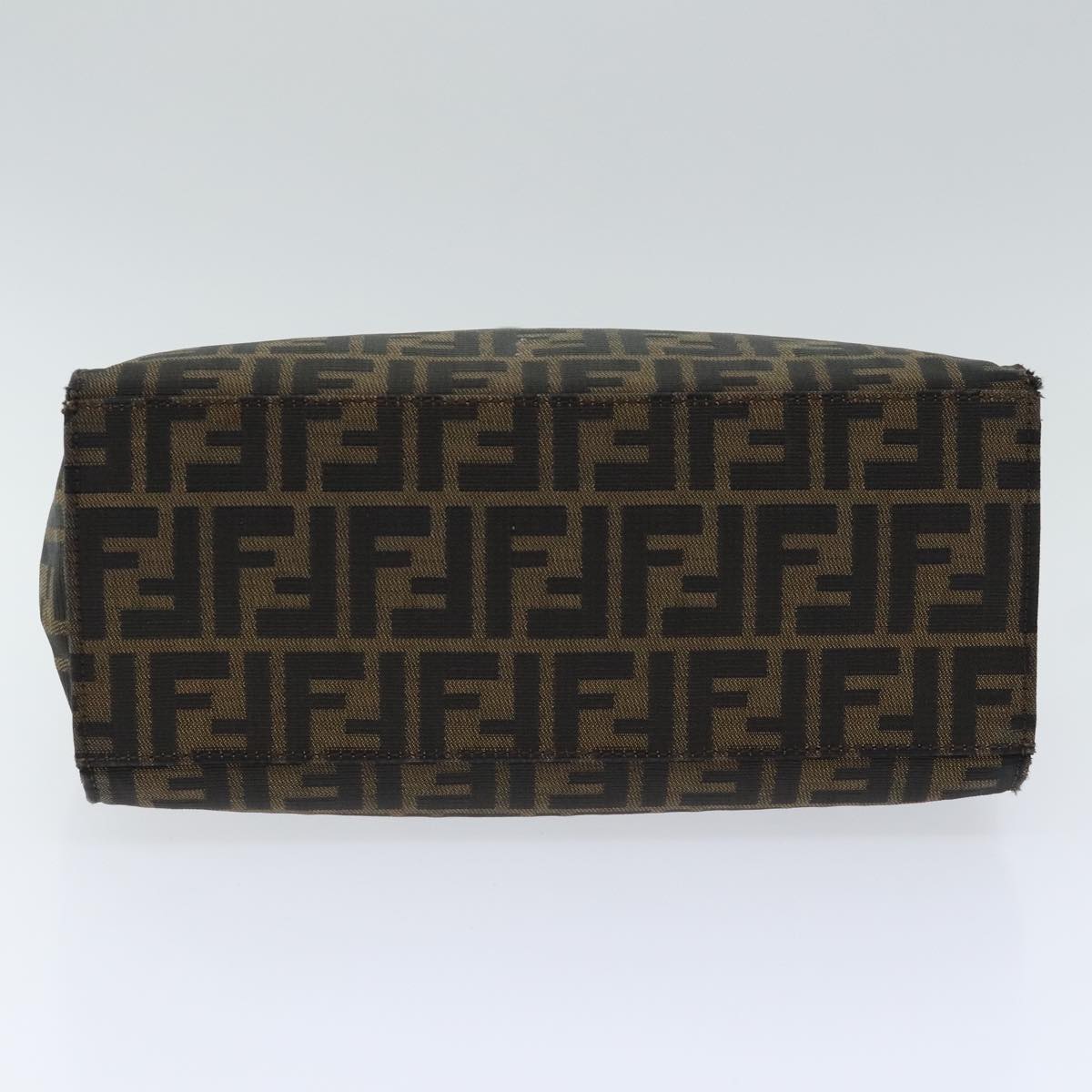 FENDI Zucca Canvas Shoulder Bag Black Silver Brown 93885