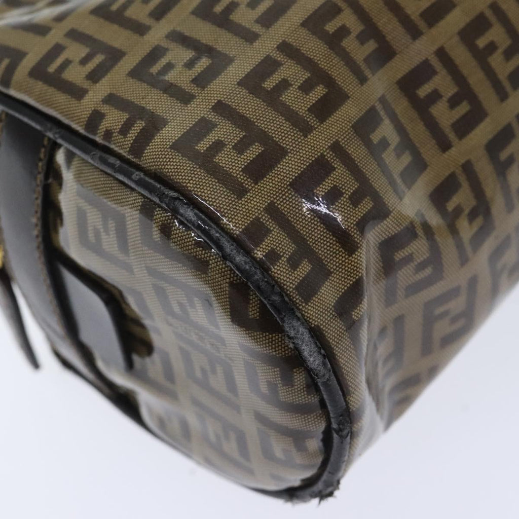FENDI Zucchino Canvas Hand Bag Brown Gold 93886