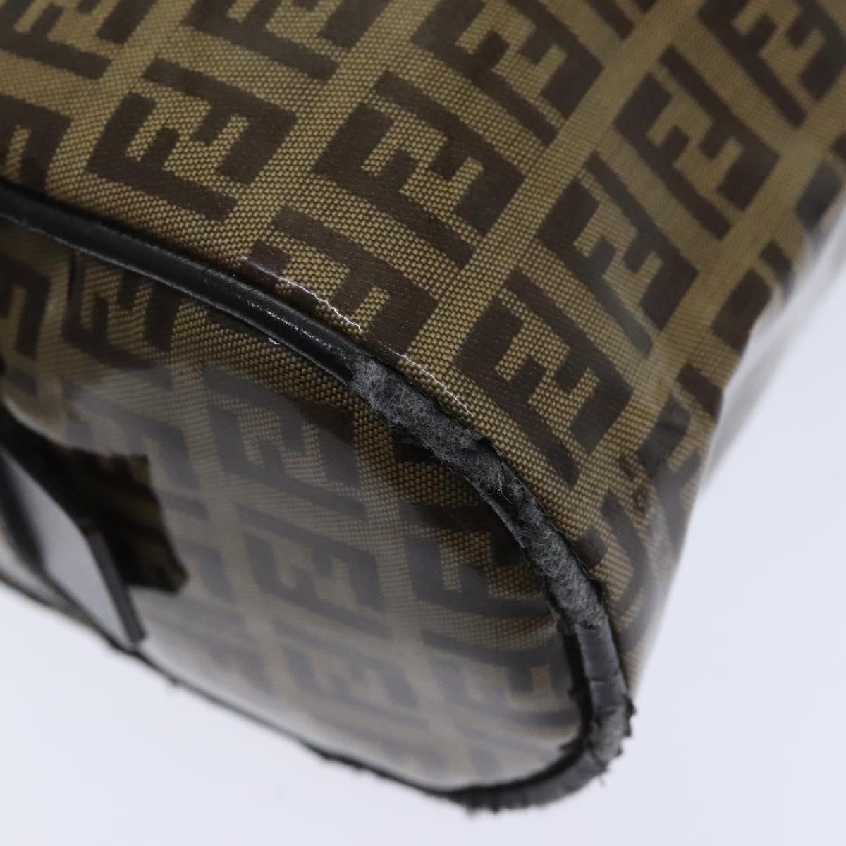 FENDI Zucchino Canvas Hand Bag Brown Gold 93886