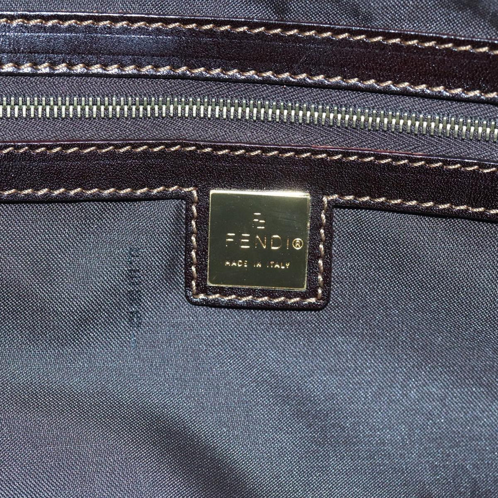 FENDI Zucchino Canvas Hand Bag Brown Gold 93886