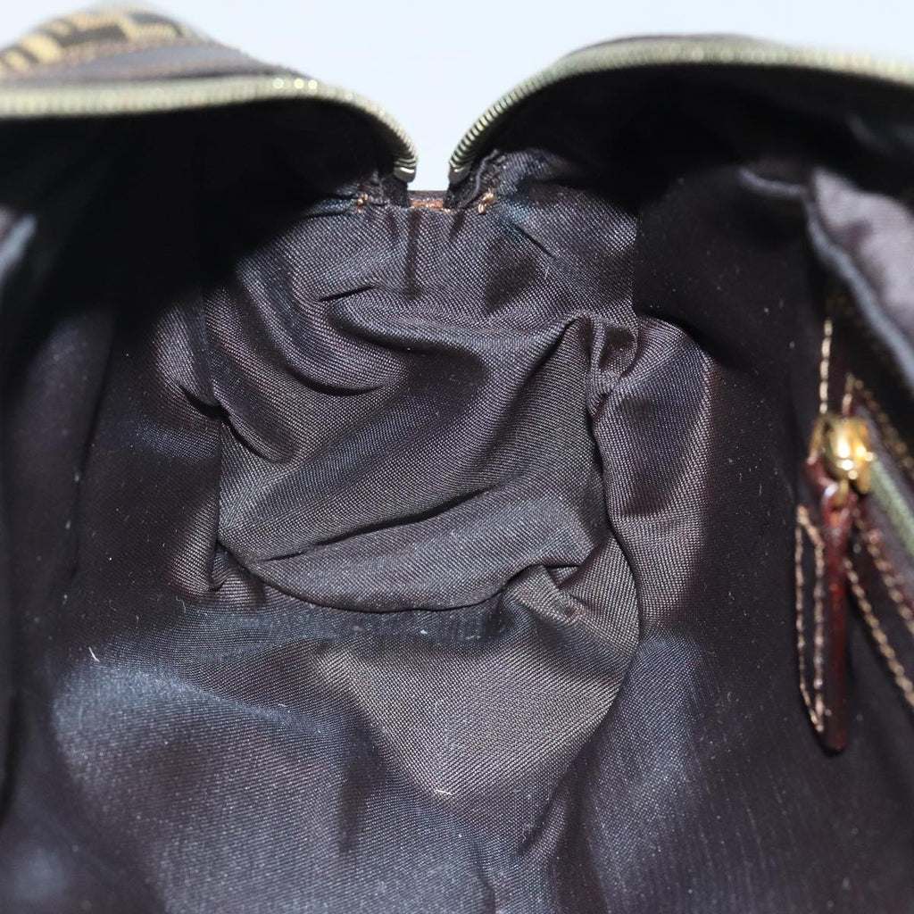 FENDI Zucchino Canvas Hand Bag Brown Gold 93886