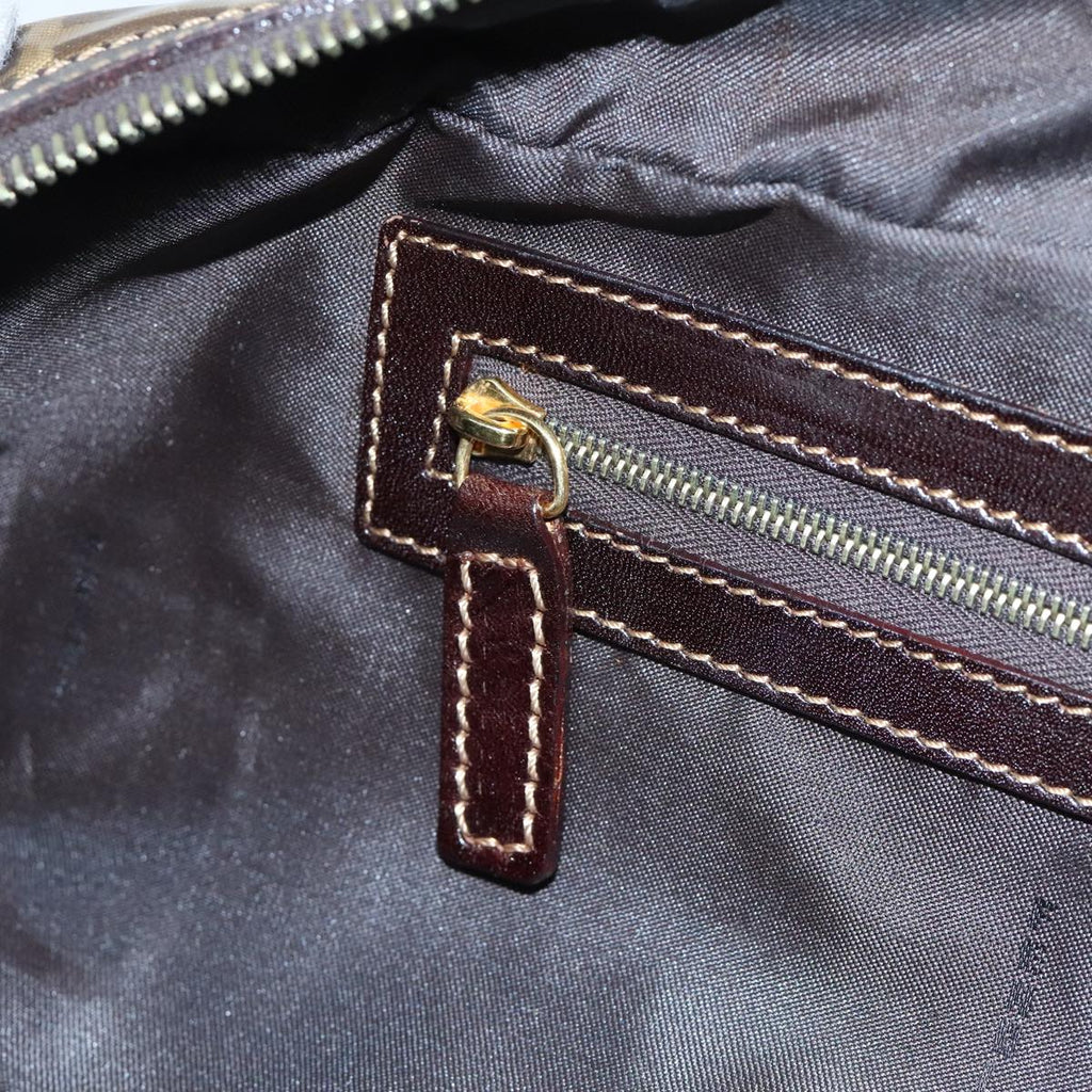 FENDI Zucchino Canvas Hand Bag Brown Gold 93886