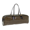 FENDI Zucchino Canvas Hand Bag Brown Gold 93886