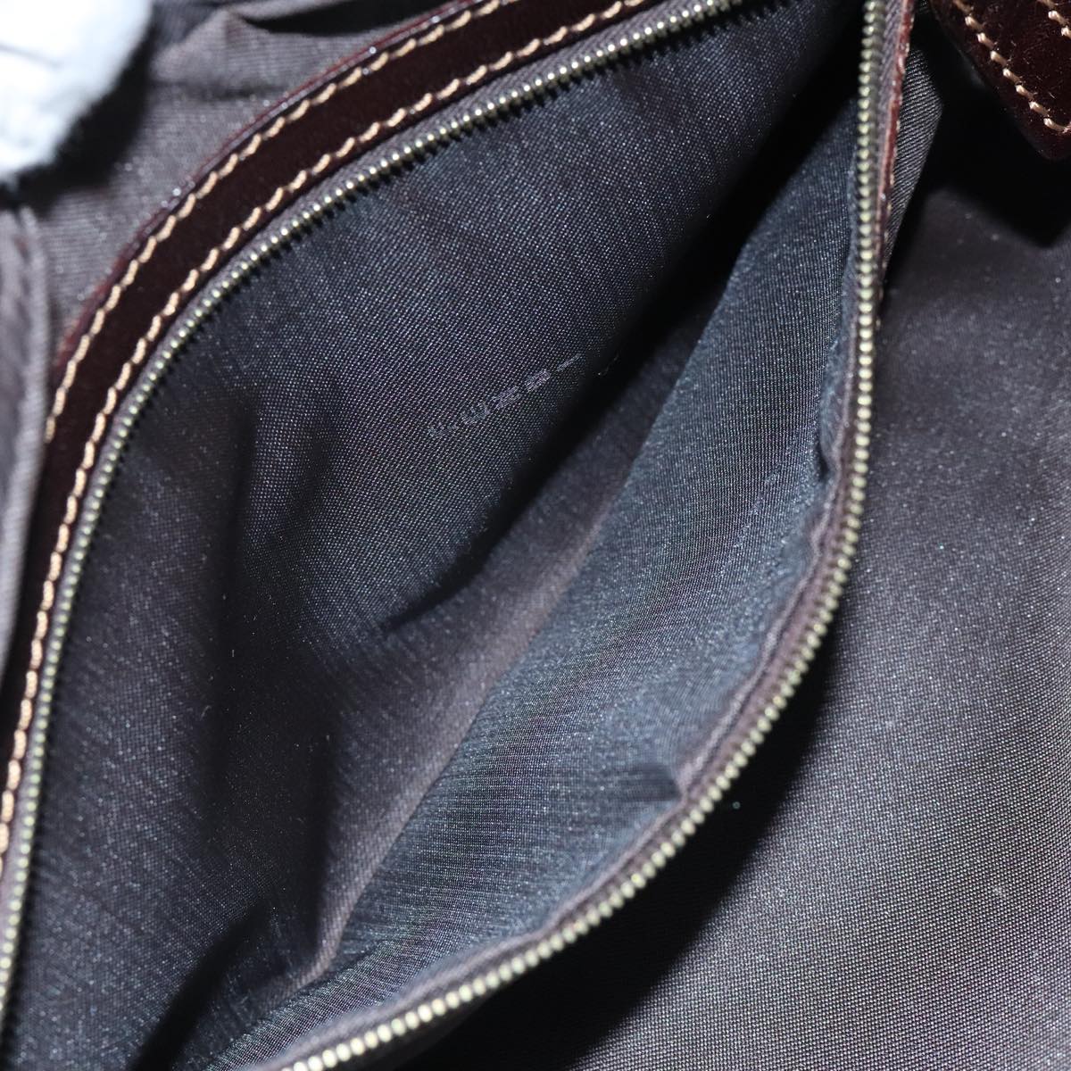 FENDI Zucchino Canvas Hand Bag Brown Gold 93886