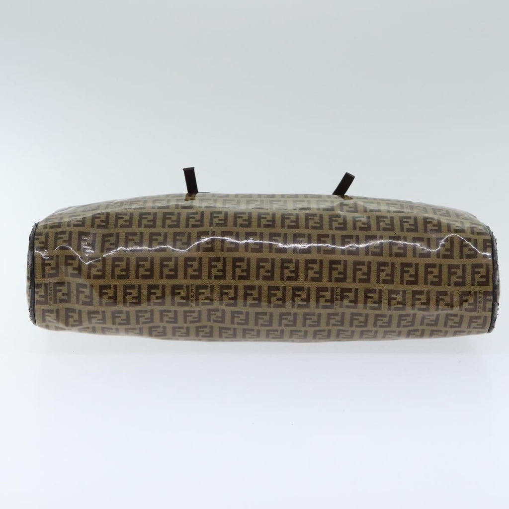 FENDI Zucchino Canvas Hand Bag Brown Gold 93886