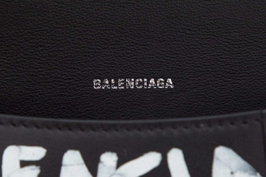 Balenciaga Black & White Hourglass Graffiti Handbag