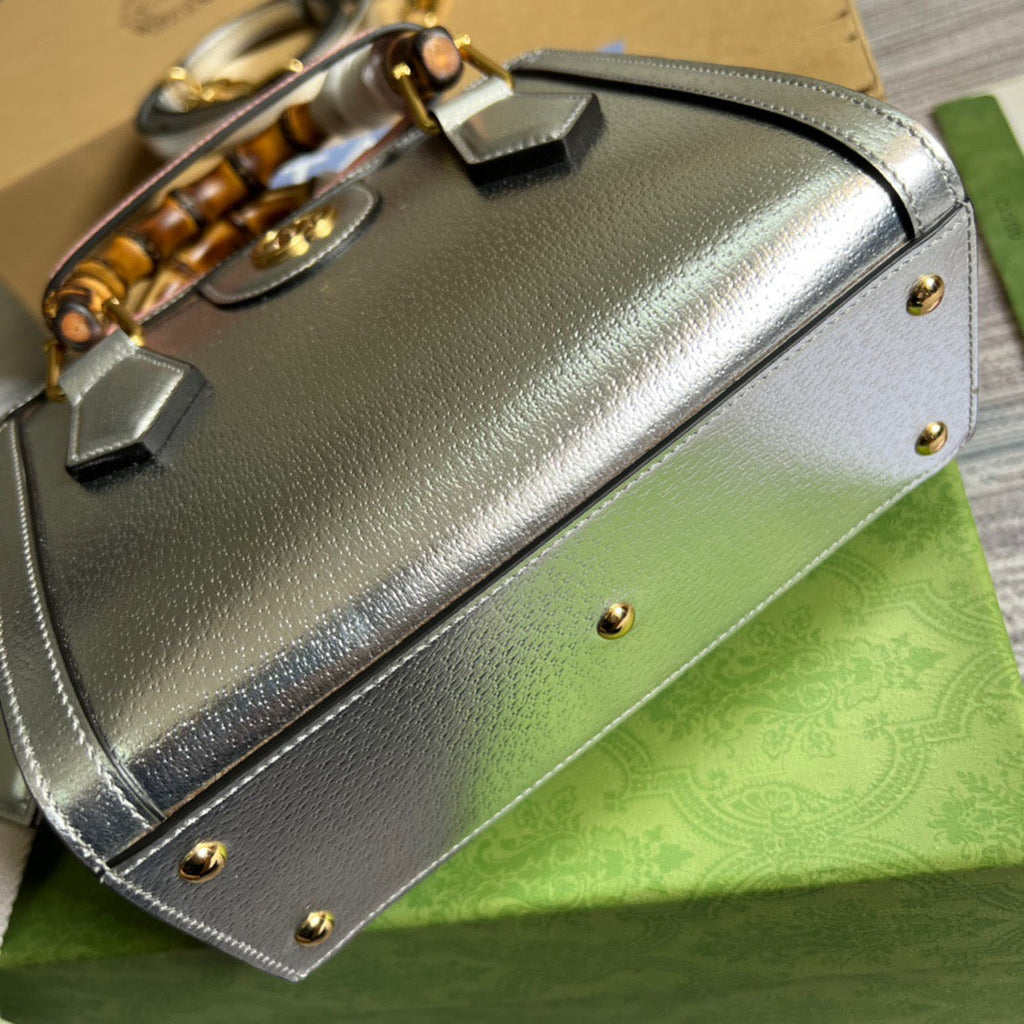 gg Diana Mini Tote Bag Silver For Women, Women’s Bags 7.9in/20cm gg ‎702732 1TRGT 8190