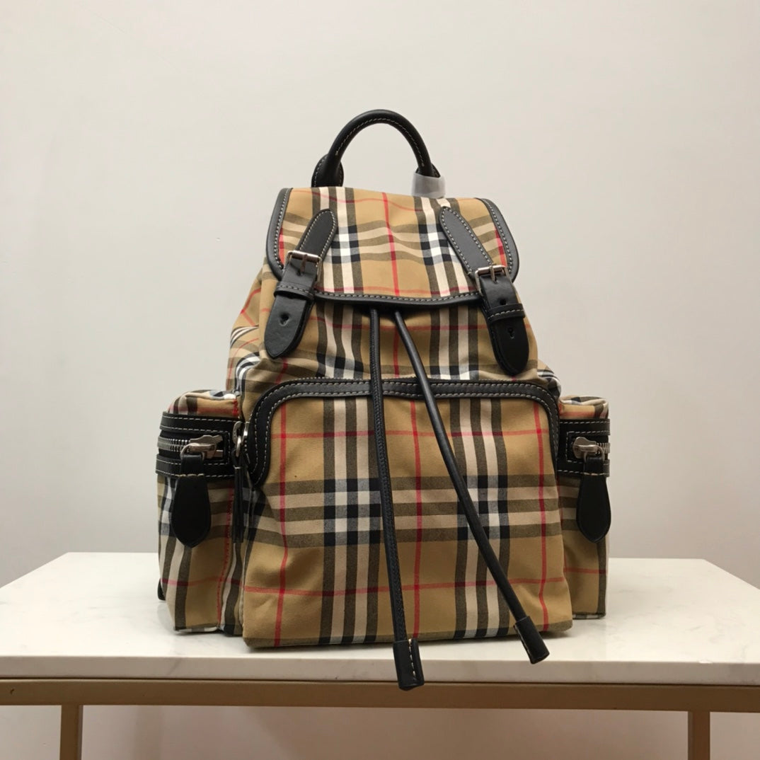 GLAMI MeGLAMIum Rucksack In Vintage Check Cotton Canvas-Sandy For Women, Bags 13in/33cm
