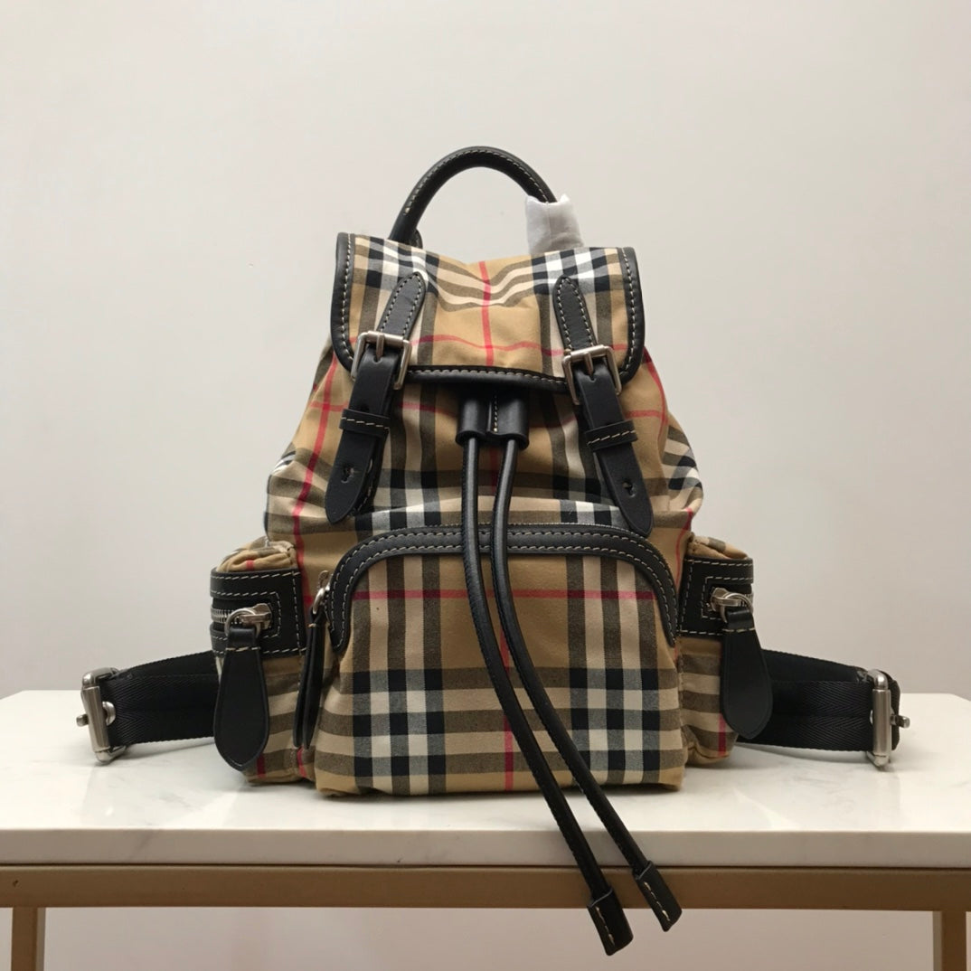 GLAMI MeGLAMIum Rucksack In Vintage Check Cotton Canvas-Sandy For Women, Bags 13in/33cm